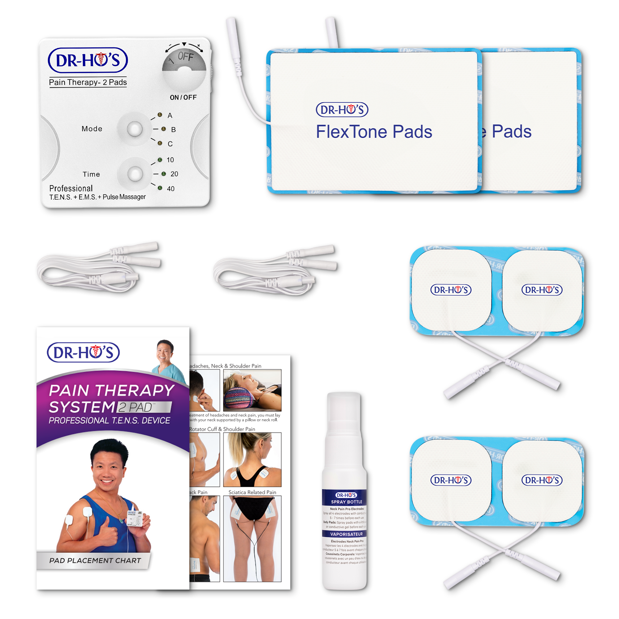 Système de traitement de la douleur TENS à 2 pads