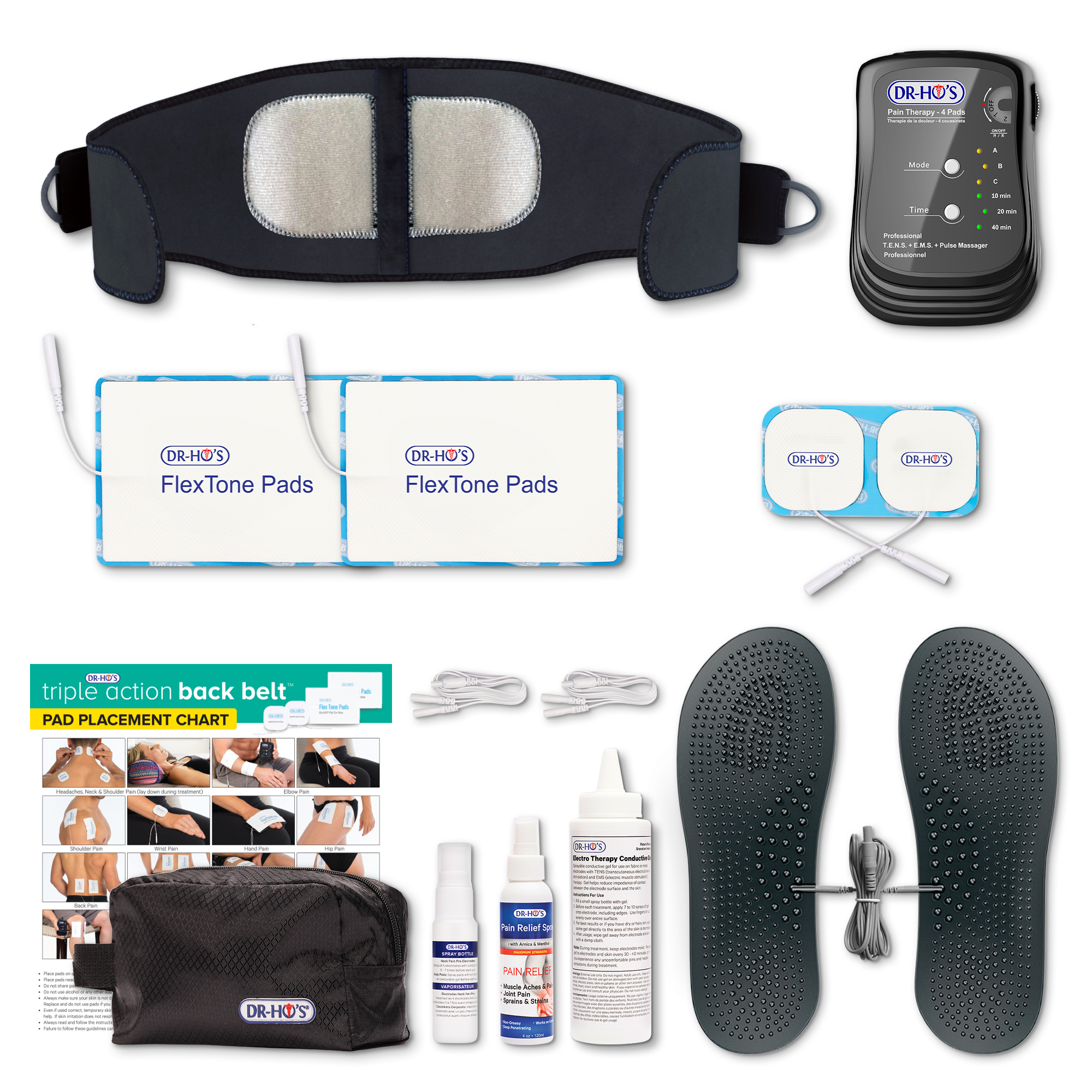 Triple Action Back Belt. - 4-in-1 TENS Belt for Back Pain - Essential Package