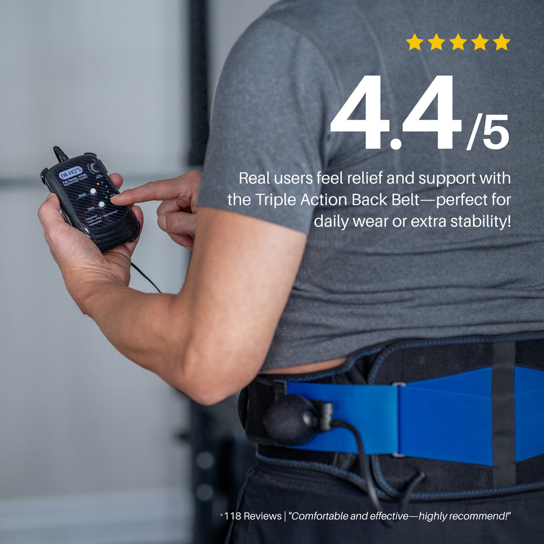 Triple Action Back Belt. - 4-in-1 TENS Belt for Back Pain - Essential Package