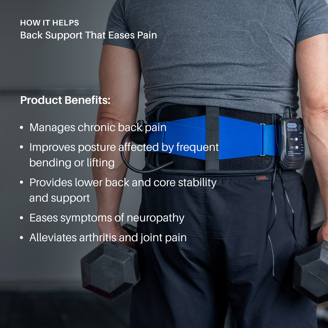 Triple Action Back Belt. - 4-in-1 TENS Belt for Back Pain - Essential Package